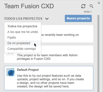 información general de la interfaz del panel de datos