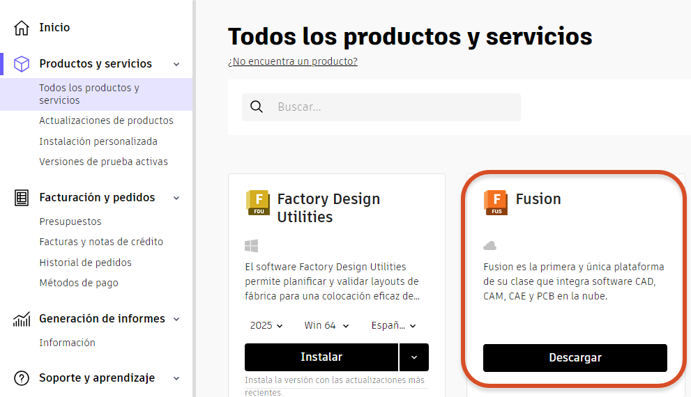descargue Fusion desde autodesk account