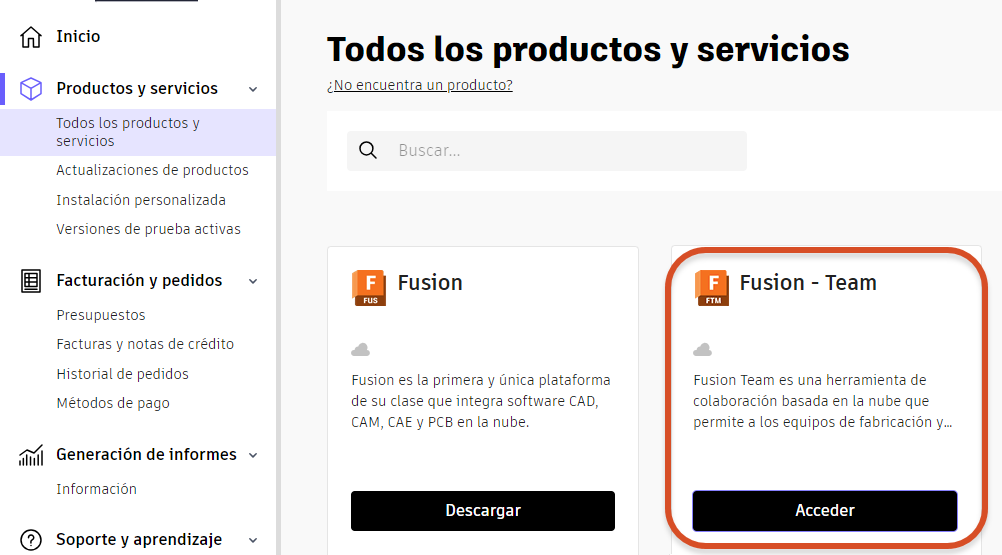 acceda a el cliente web de Fusion desde autodesk account