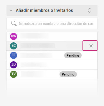 panel eliminar miembro del grupo