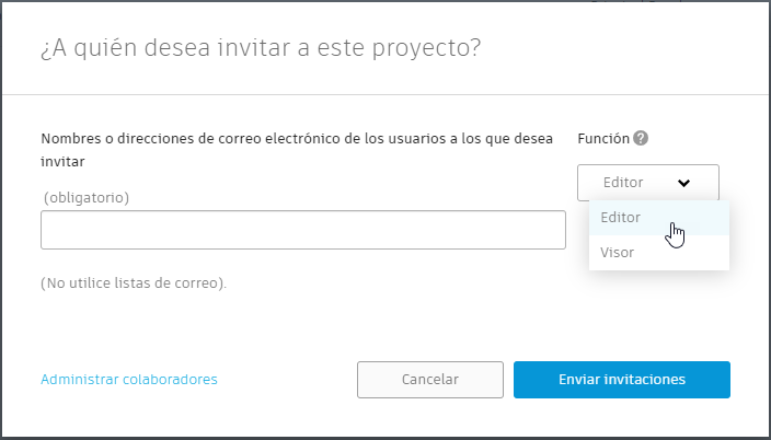 invitar a personas a un proyecto