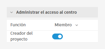 conmutador creador de proyectos activado