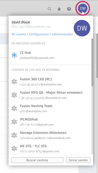 conmutador de centro del cliente web