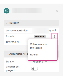 retirar o volver a enviar