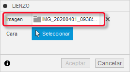 cuadro de diálogo lienzo