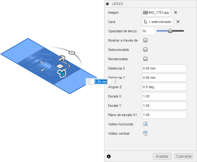 cuadro de diálogo lienzo