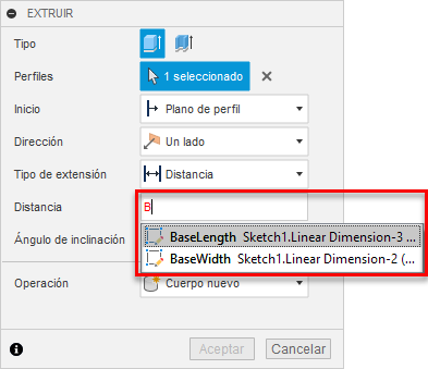 ejemplo de cuadro de diálogo parámetros favoritos