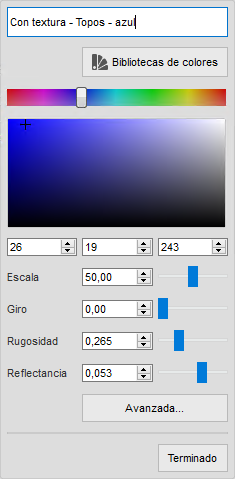 Editor de materiales: azul