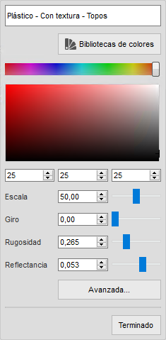 Editor de materiales: rojo
