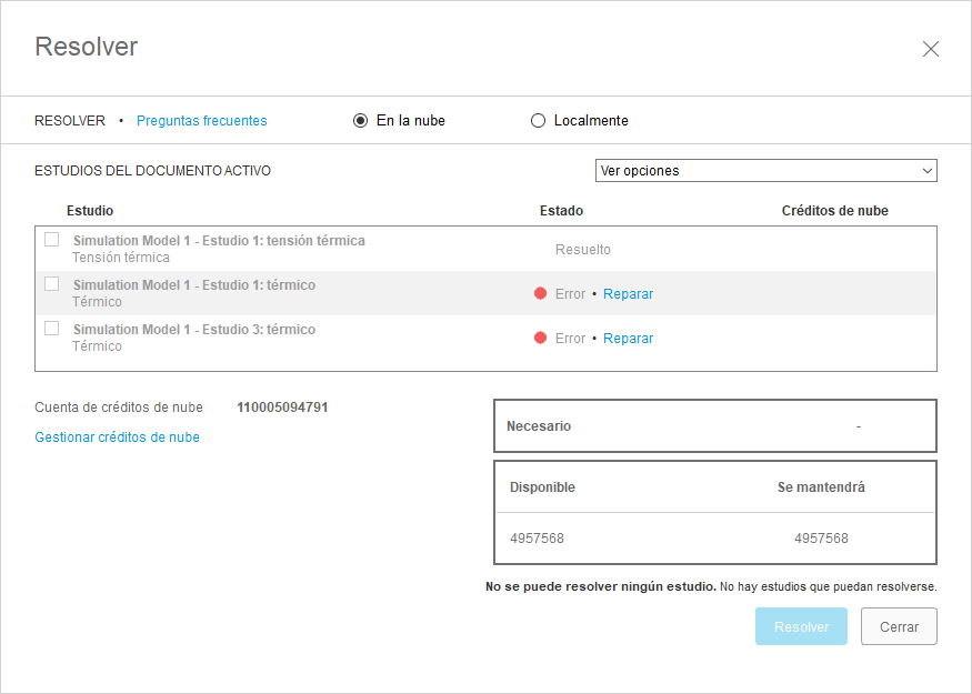 cuadro de diálogo de resolver: subrestringido