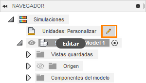navegador de simulación: unidades