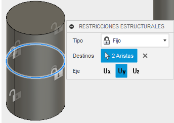 restringir dirección Y del pasador grande