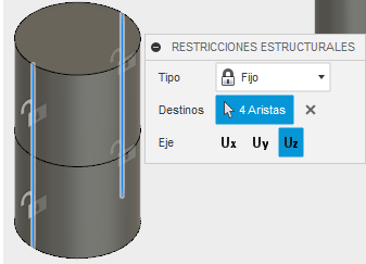restringir dirección Z del pasador grande