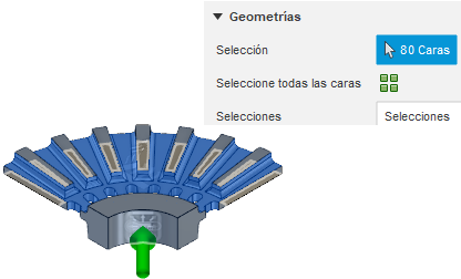 caras seleccionadas para la carga de convección