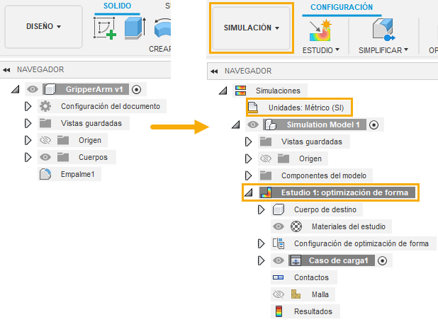 configuración del análisis de tensión estática