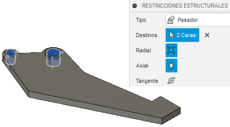 restricciones de pasador