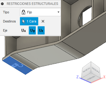 restricción uy uz