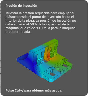 información de las herramientas de presión de inyección