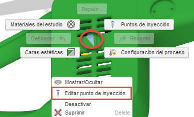 menú de comandos frecuentes de entrada