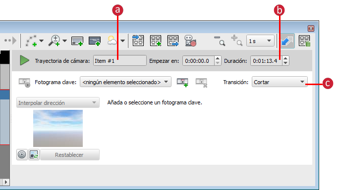 Crear una trayectoria de cámara