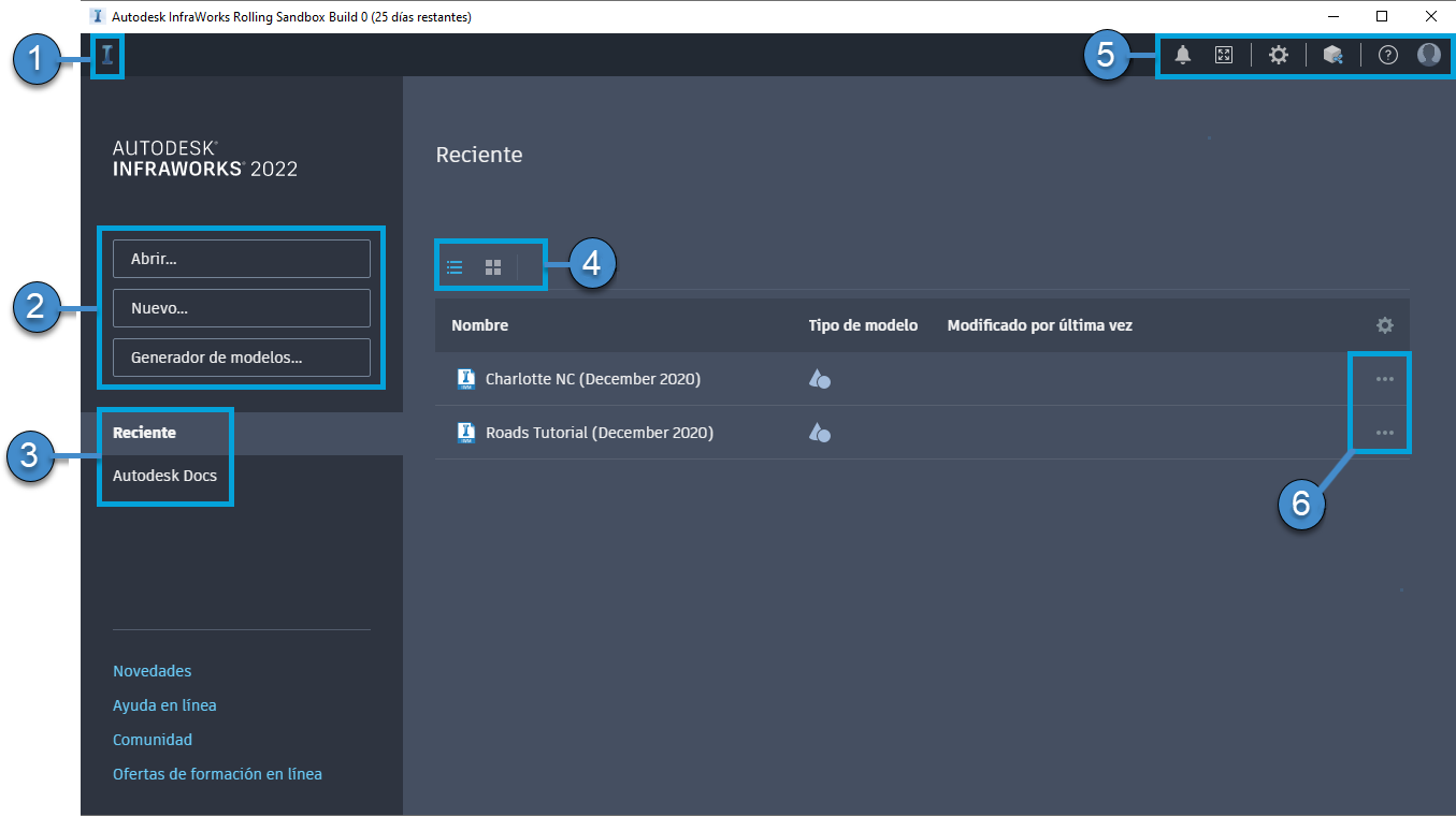 Inicio de InfraWorks