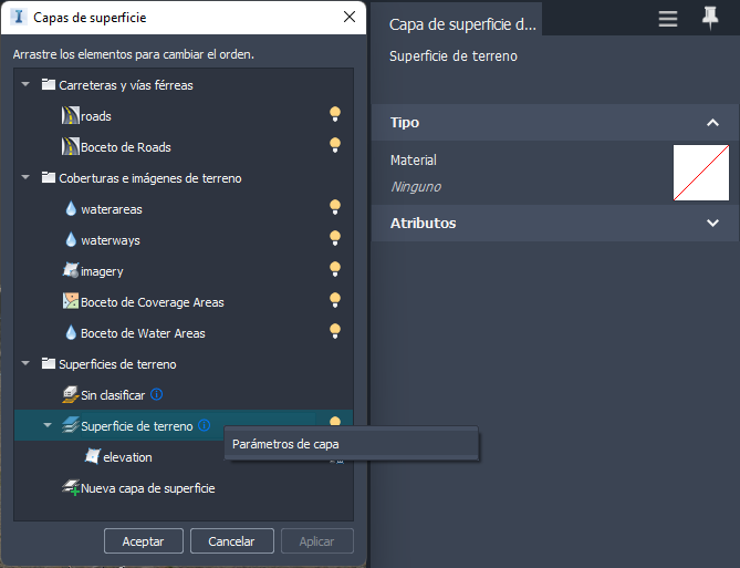 Parámetros de capa