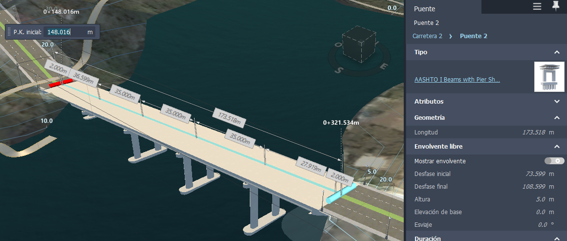 Seleccionar P.K. inicial de puente