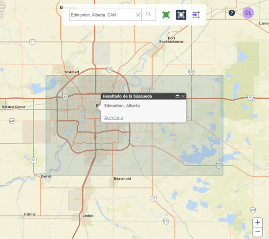 Cuadro de contorno de área de interés