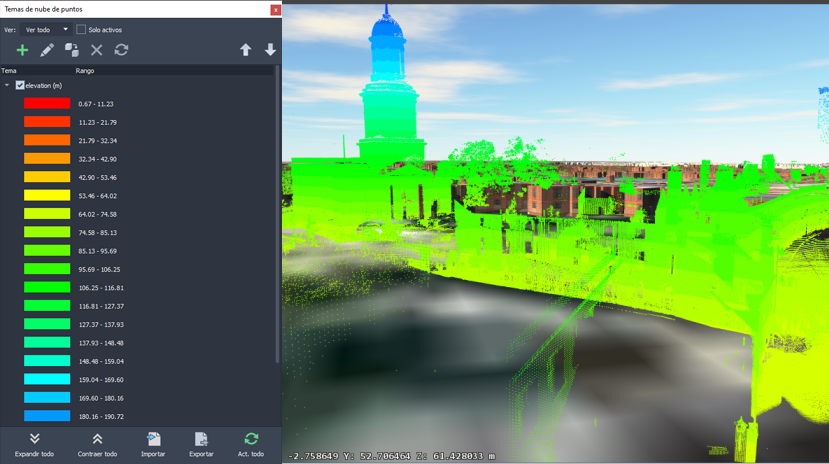 Aplicar tema a las nubes de puntos