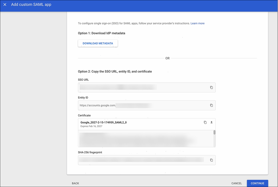 Configurar el SSO con Google Cloud Identity