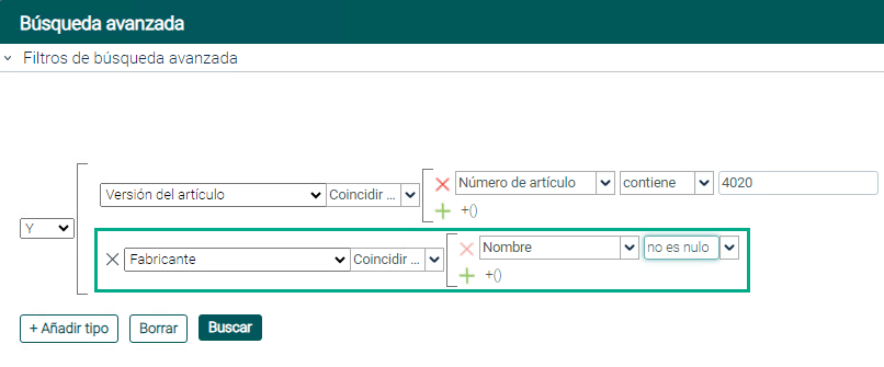 configurar filtro de búsqueda