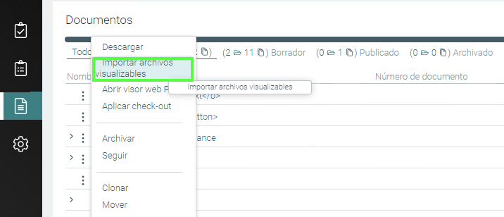 Importar archivos visualizables