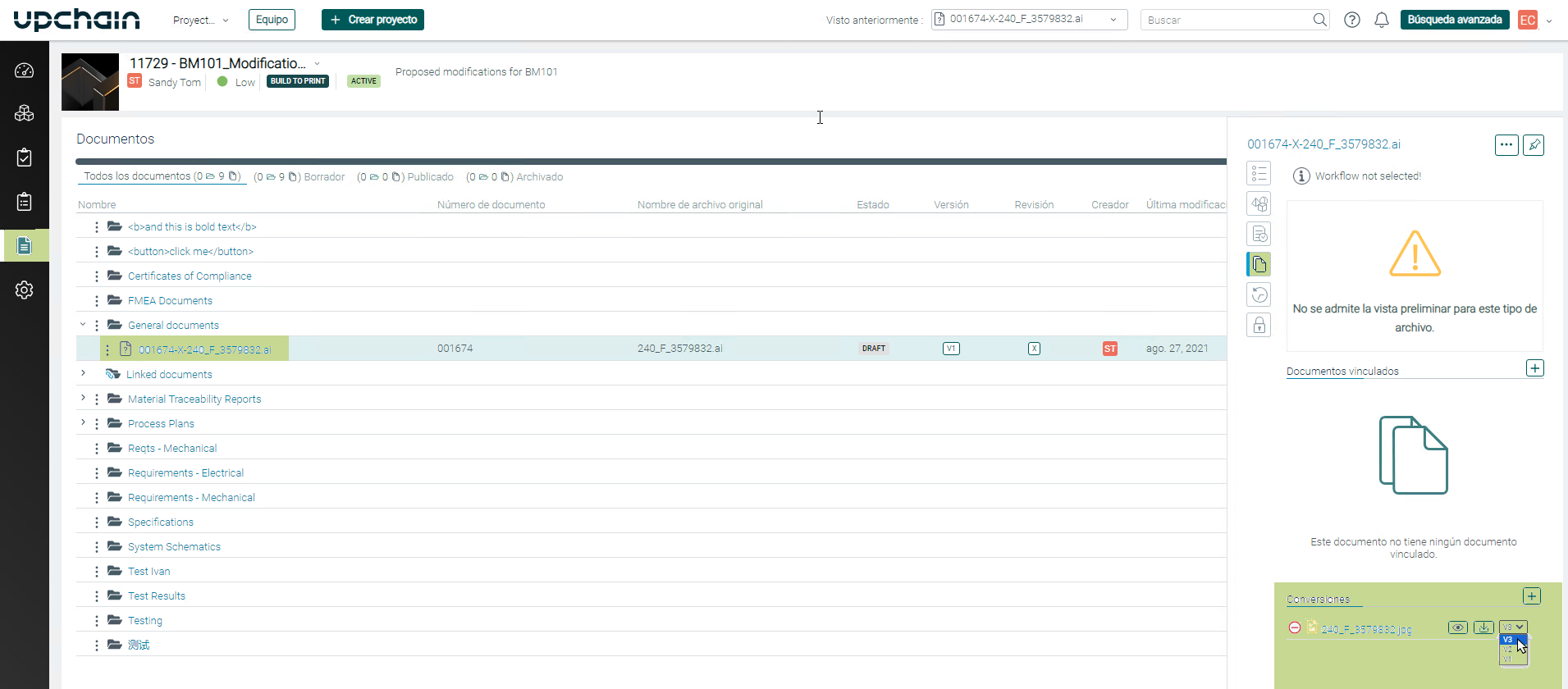 añadir conversiones a documentos en una SC