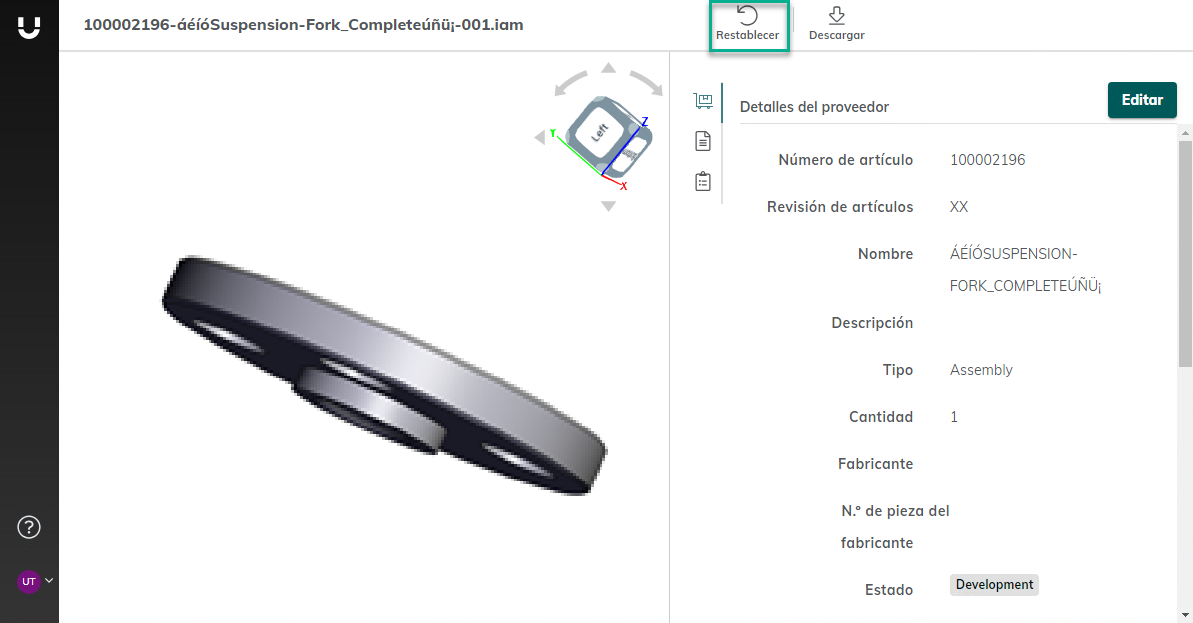 Nuevo botón Restablecer