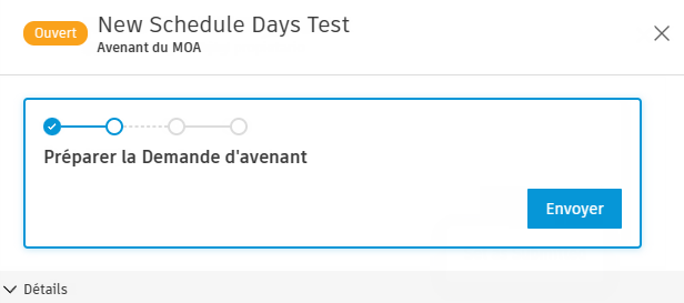 Actions du workflow dans les demandes d’avenant