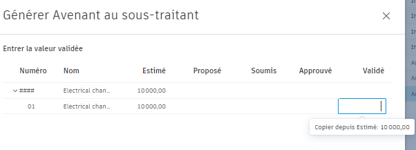 Bouton Copier le montant d’une TS