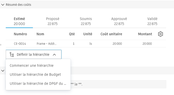 Définir la hiérarchie des sous-éléments