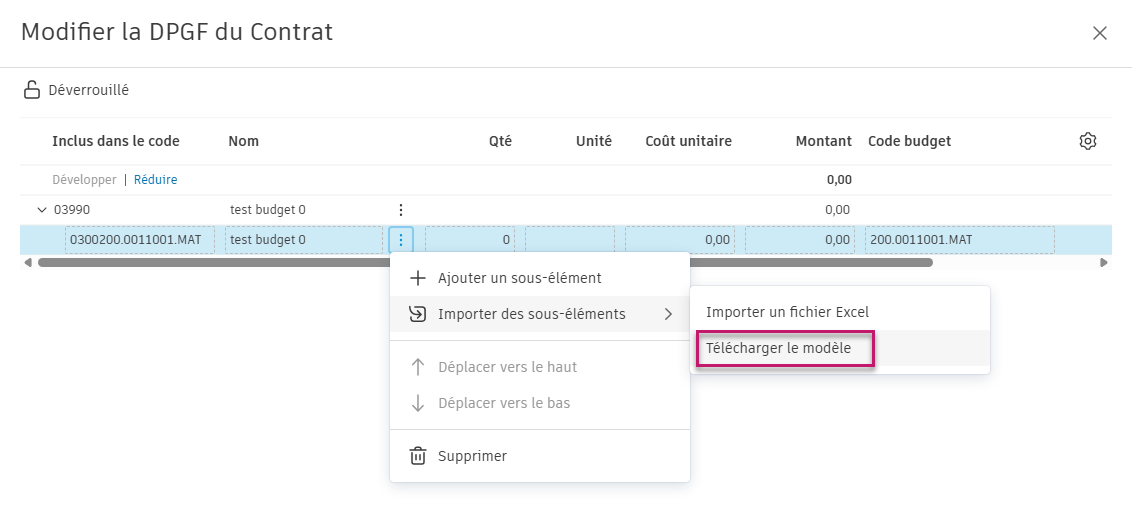 Télécharger le modèle de DPGF