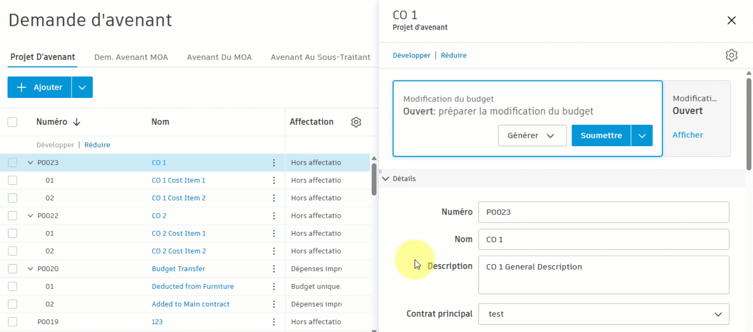 Plusieurs projets d’avenant vers un avenant du maître d’ouvrage