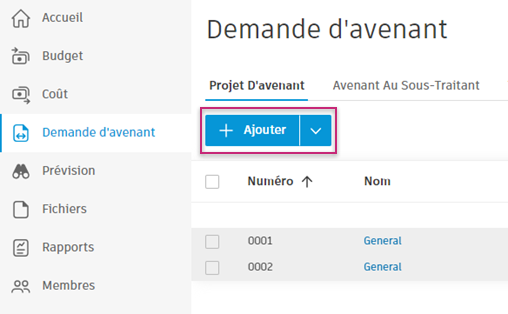 Accès collaboratif - bouton ajouter