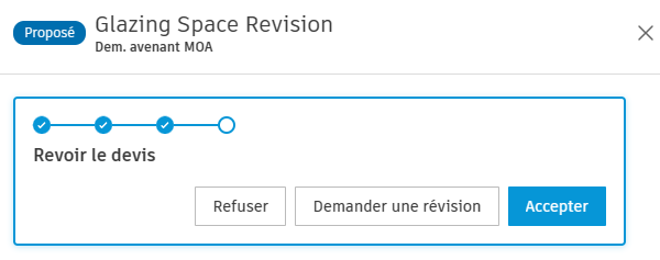 actions du workflow de demande de devis