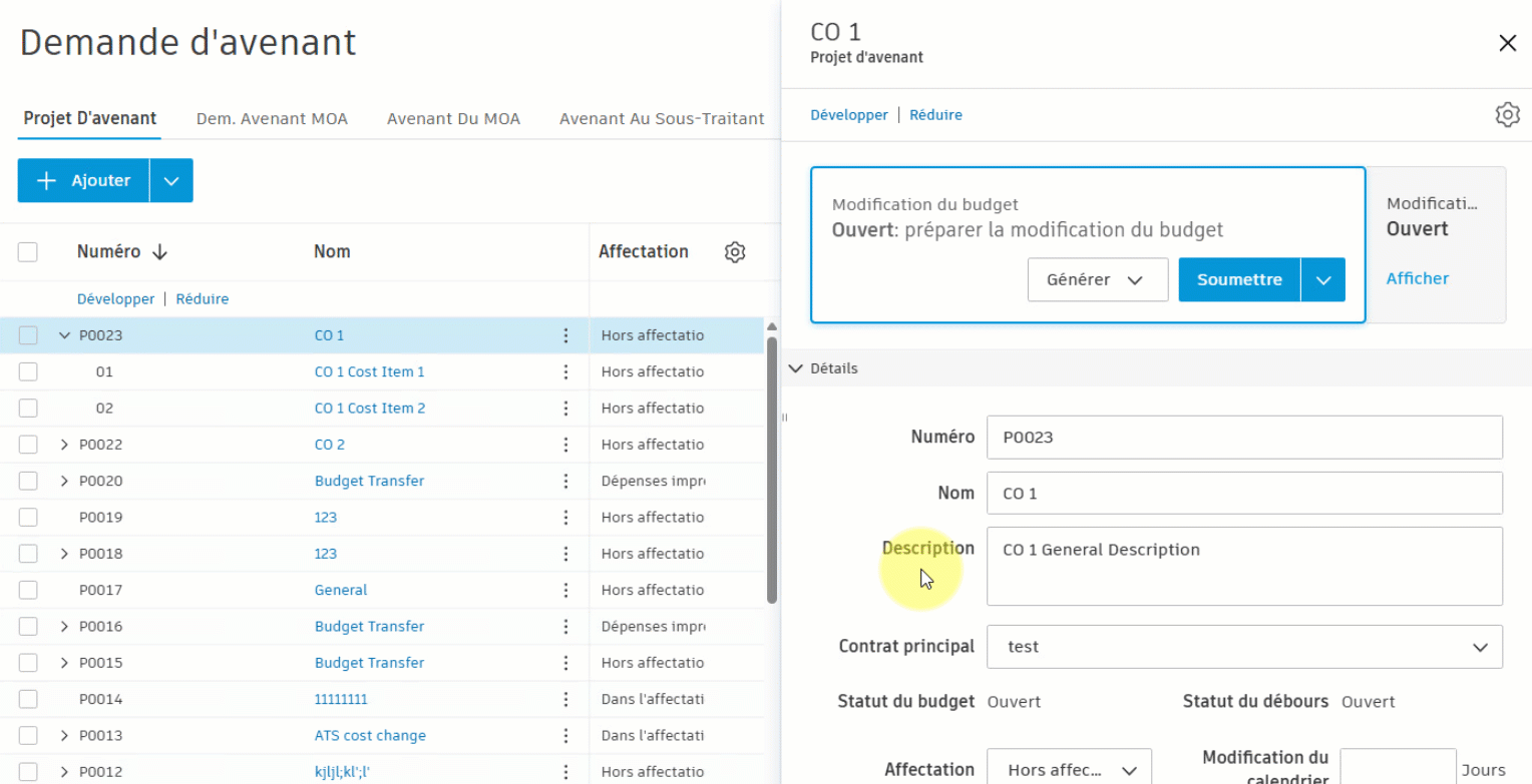 Projet d’avenant unique vers avenant du maître d’ouvrage