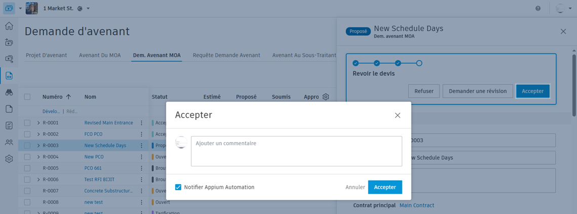 Exemple de réponse d’un fournisseur