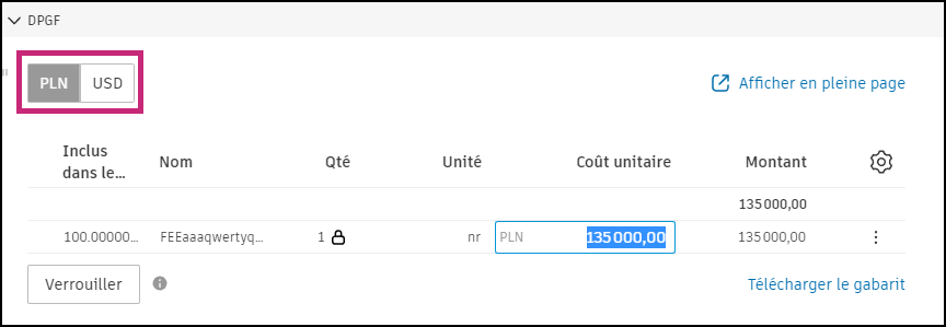 Activer/désactiver les devises