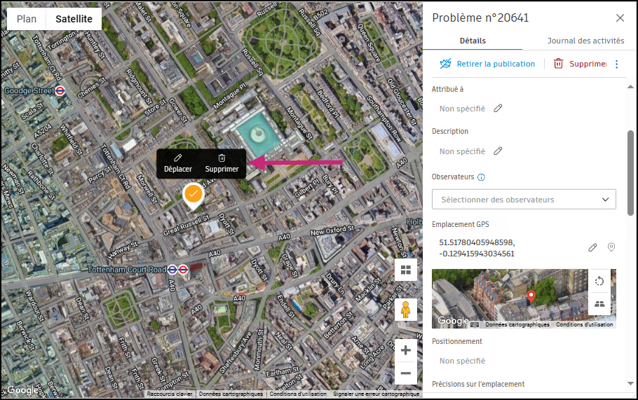 Déplacer ou supprimer la géolocalisation