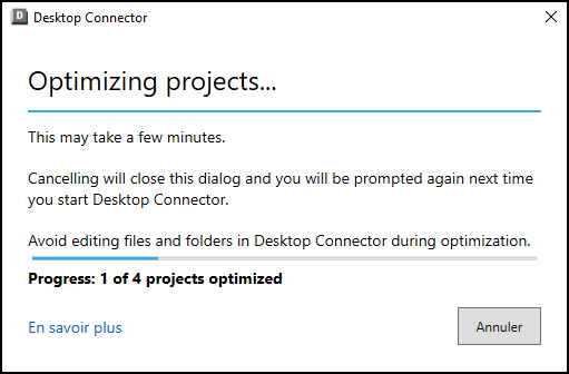 Boîte de dialogue Optimiser les projets