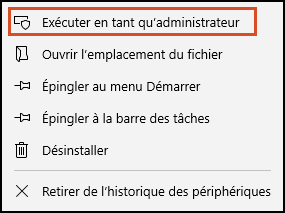 Exécuter en tant qu’administrateur