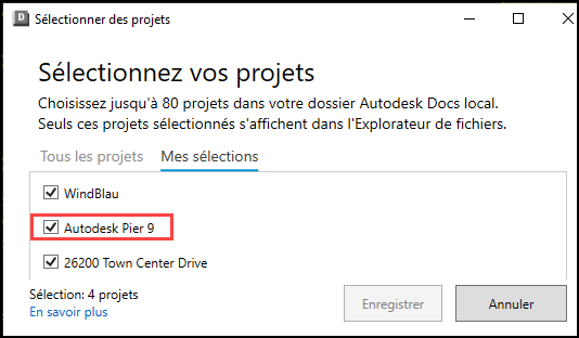 Sélectionnez vos projets