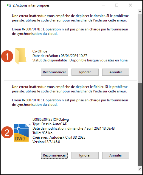 Déplacement de fichiers et de dossiers