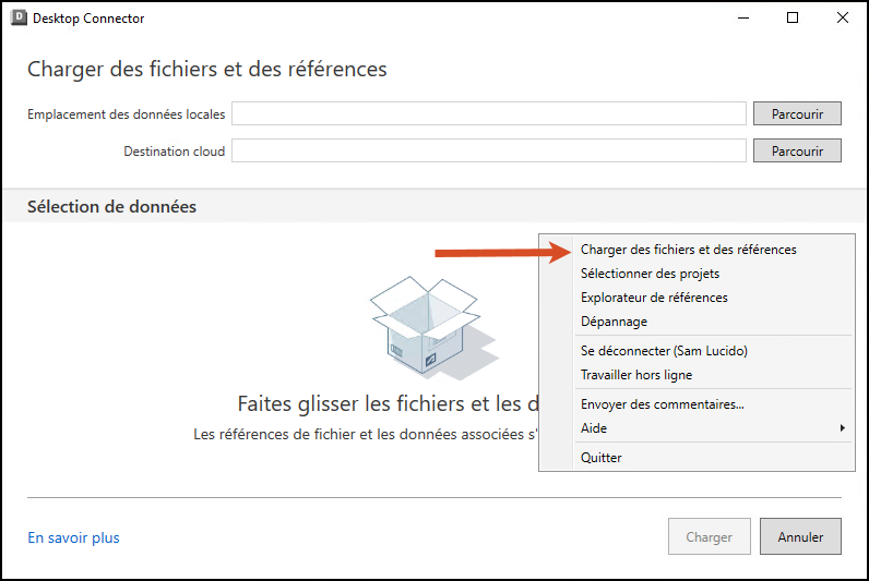 Outil Charger des fichiers et des références